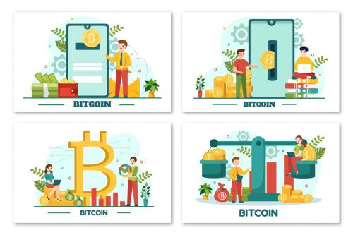 Deeezy - 12 Bitcoin Cryptocurrency Coins Illustration