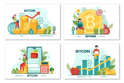 Deeezy - 12 Bitcoin Cryptocurrency Coins Illustration