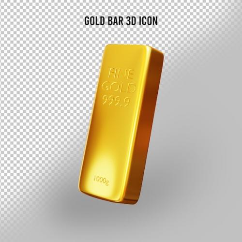 3d Icon Gold Bar Isolated Background