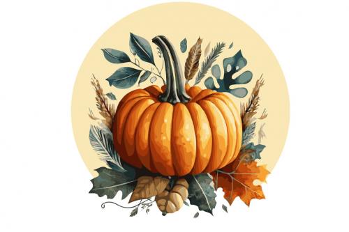 Deeezy - Autumn thanksgiving clip art white background Vector illustration