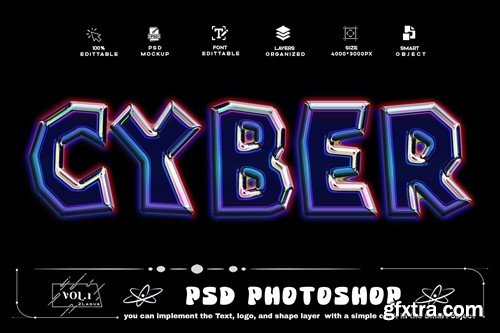 Neon Cyber Text Effect PSD Photoshop RNFY7GN