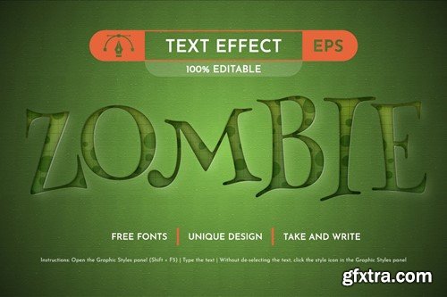 Zombie Embossed - Editable Text Effect, Font Style 2M5X2Y7