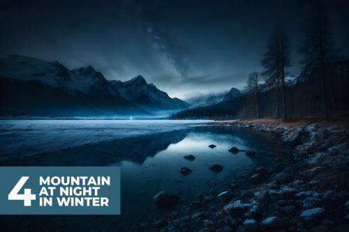 Deeezy - 4 Mountain at Night in Winter Stock Images