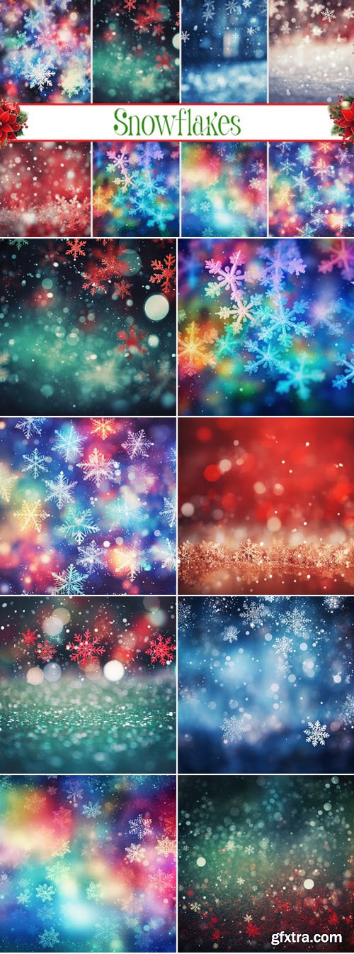 20 Winter Snowflakes Backgrounds Collection