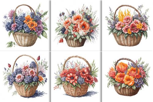 Deeezy - Watercolor Floral Flower Basket Design