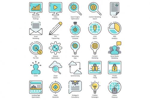 Deeezy - 100 SEO Internet Marketing Icons | Aqua