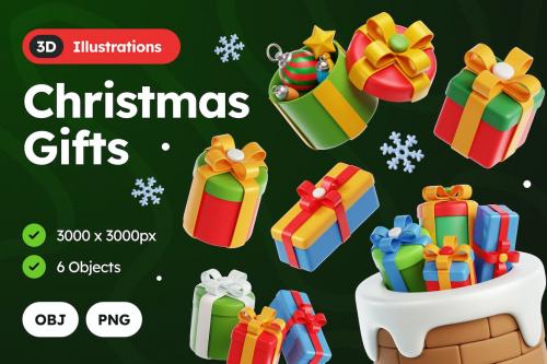 3D Christmas Gifts Illustration