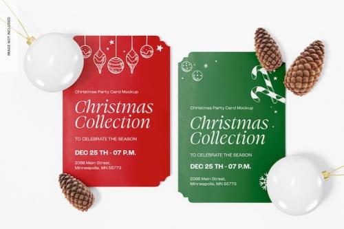 Christmas Party Cards Mockup, Top View