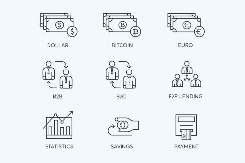 Deeezy - 78 Fintech Line Icons