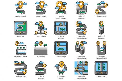 Deeezy - 80 Map, Navigation and Route Icons | Aesthetic