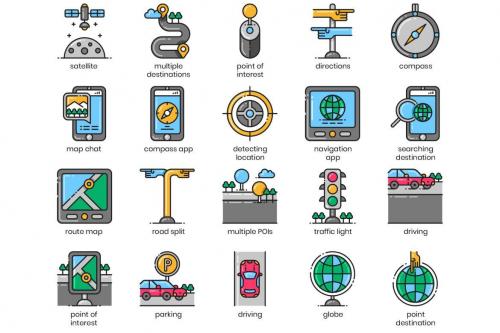 Deeezy - 80 Map, Navigation and Route Icons | Aesthetic