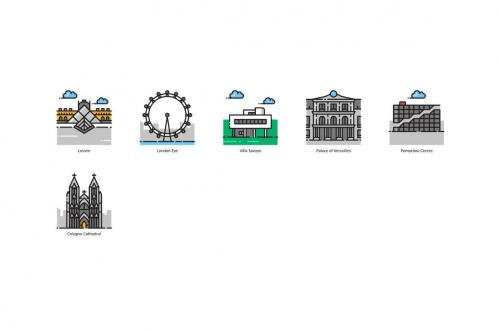 Deeezy - 101 Landmark & Building Icons | Aesthetic