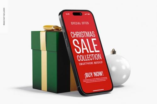 Christmas Smartphone Mockup, Leaned