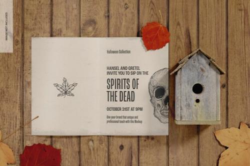 Halloween Bifold Brochure Mockup, Top View