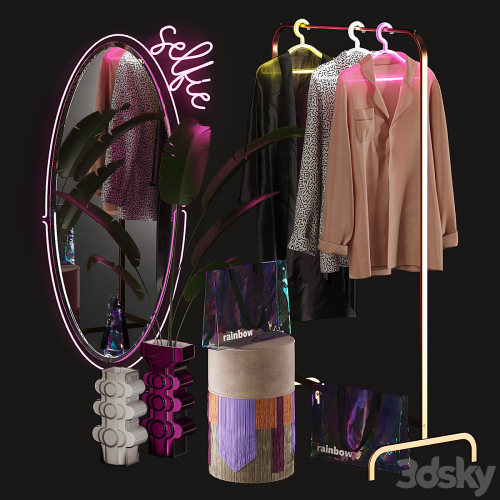 Clothing store window display set