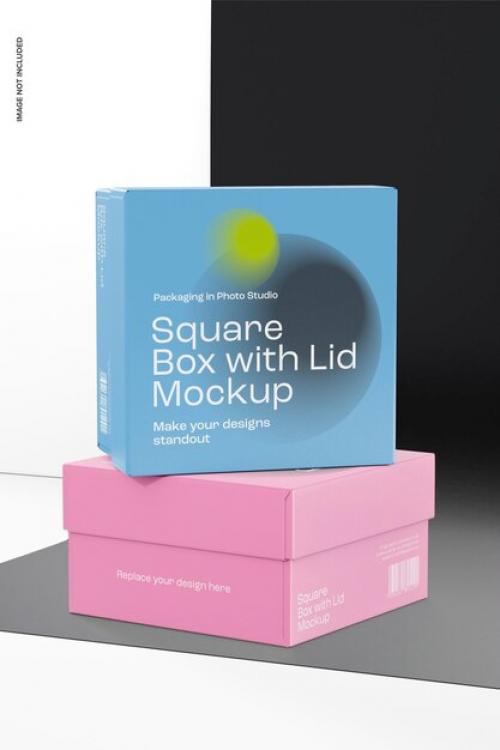 Square Boxes With Lid Mockup