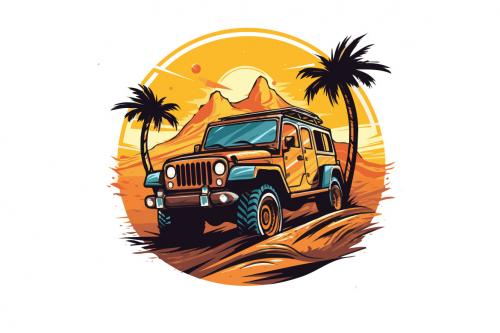 Deeezy - Off-road vehicle in the desert with palm trees