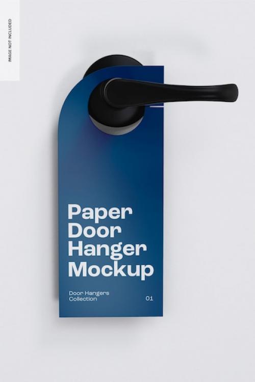 Paper Rectangular Door Hanger Mockup, Front View