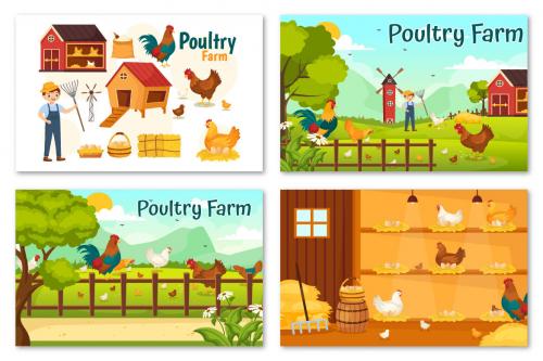 Deeezy - 13 Poultry Farm Vector Illustration