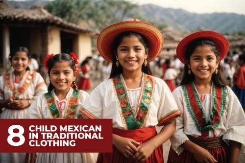 Deeezy - 8 Child Mexican in Traditional Clothing Stock Images