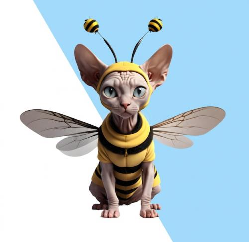 Cute 3d Siamese Cat Dressed As A Bee