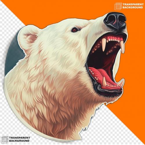 Polar Bears Head Digital Sticker Isolated On Transparent Background