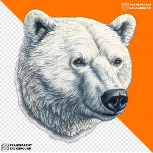 Polar Bears Head Digital Sticker Isolated On Transparent Background