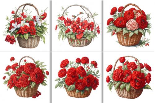 Deeezy - Watercolor Floral Flower Basket Design