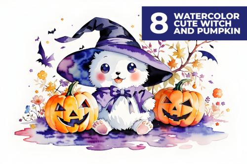 Deeezy - 8 Watercolor Cute Witch Stock Images