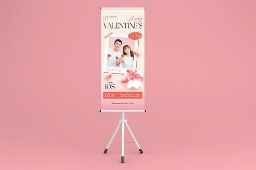 Happy Valentine Day Roll Up Banner