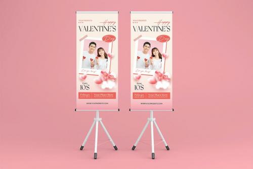 Happy Valentine Day Roll Up Banner