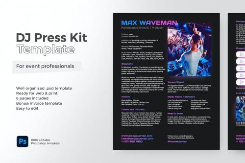 Dark DJ Press Kit and Resume Template