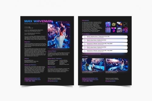 Dark DJ Press Kit and Resume Template