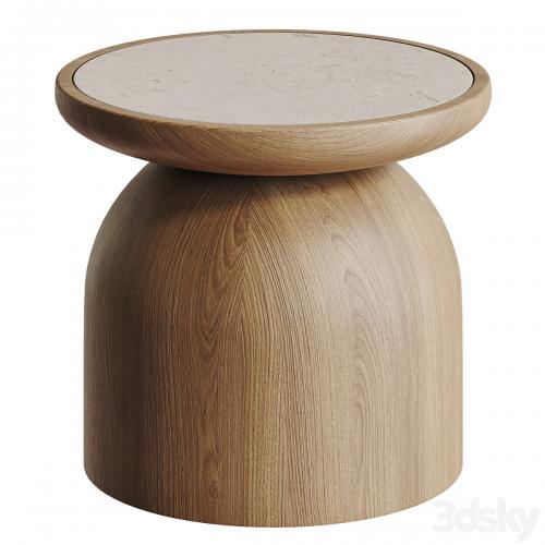 Mezcalitos Set Contemporary White Oak Limestone Side Table by SinCa Design