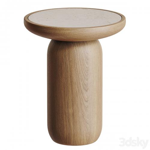 Mezcalitos Set Contemporary White Oak Limestone Side Table by SinCa Design