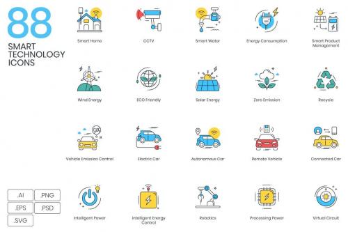 Deeezy - 88 Smart Technology Icons | Colorpop