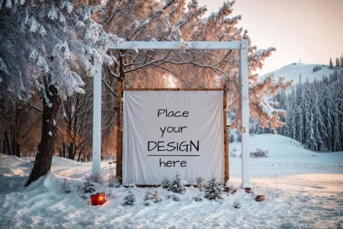 Poster Mockup Frames With Winter Theme