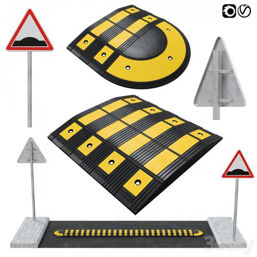 Speed bump with sign