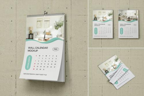 Spiral Wall Calendar PSD Mockup Set