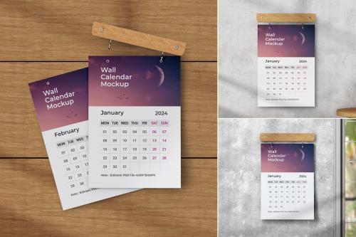 Elegant Wall Calendar Psd Mockup Set