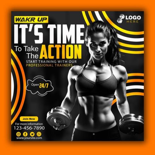 Working Out Concept Square Flyer Template