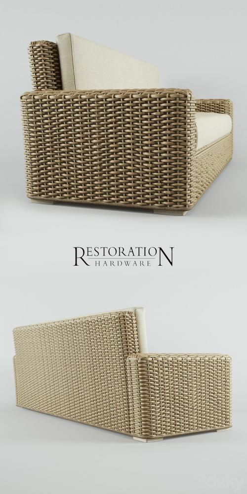 RH Antilles Rattan Sofa