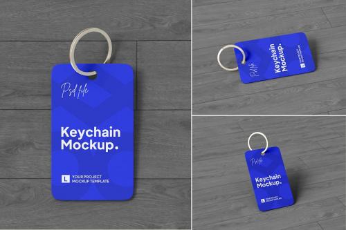 Plastic Keychain Branding Mockup Set