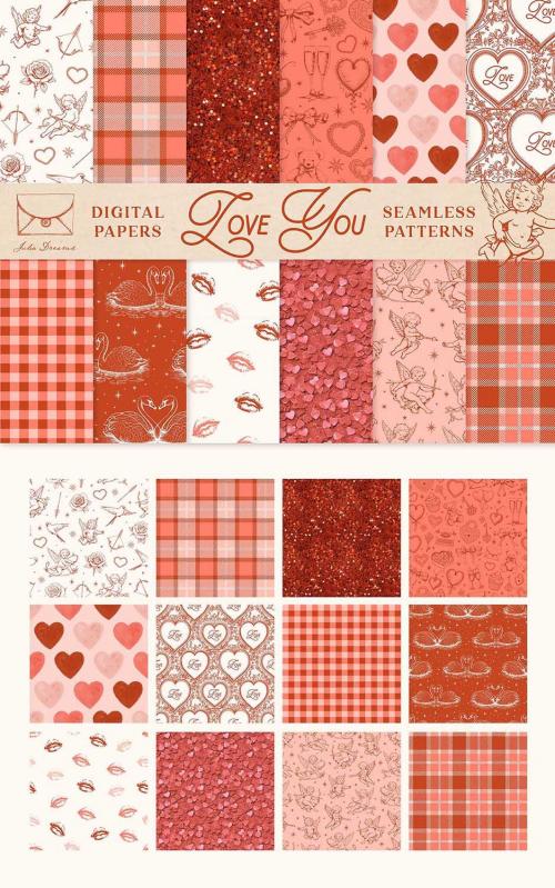 Love You Valentine's Day Collection Vintage Hearts