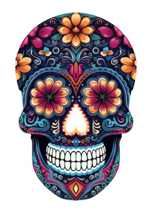 Skull Illustration With Mexicam Ornament For Celebration Day Of The Dead