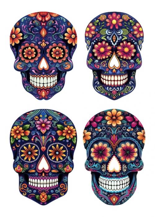 Skull Illustration With Mexicam Ornament For Celebration Day Of The Dead