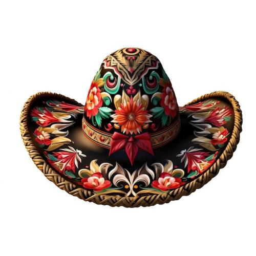 Sombrero Hat Illustration With Mexican Ornament For Celebration Day Of The Dead