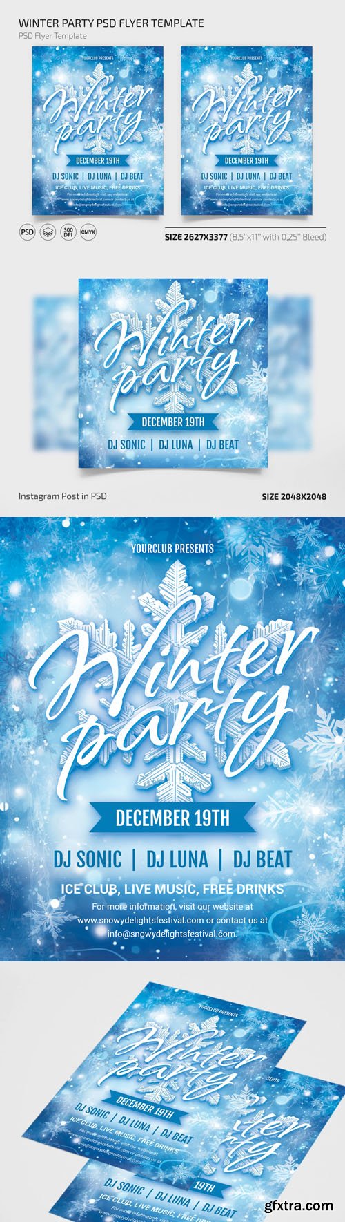 Winter Party PSD Flyer Template + Instagram Post