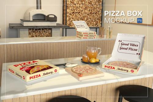 Pizza Box Packaging Mockup