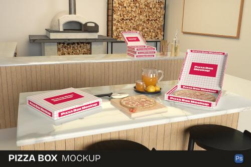 Pizza Box Packaging Mockup